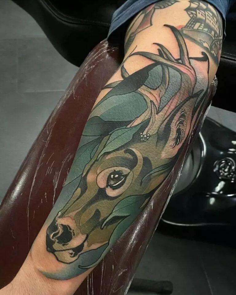 tattoo, deer, forearm