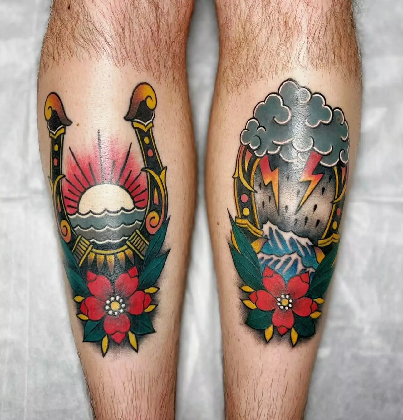 Tattooed legs.