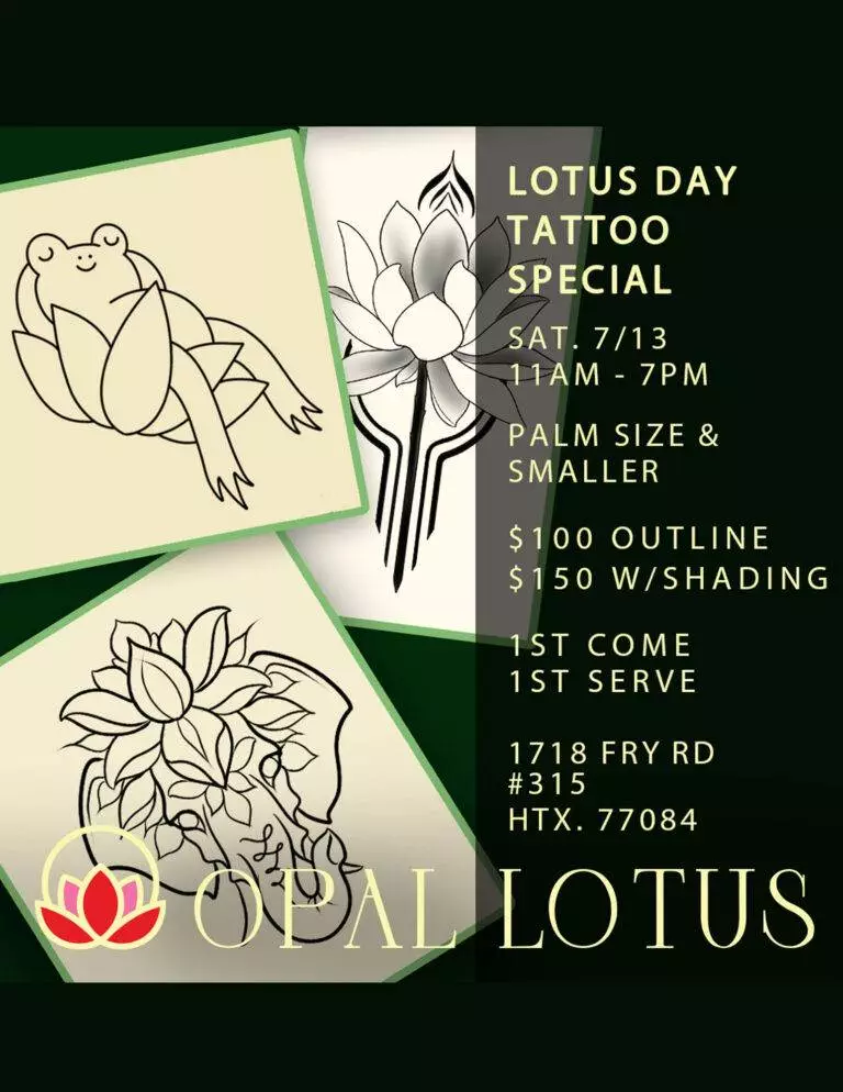 Celebrate 3 Years of Tattooing Bliss at Opal Lotus Tattoo Studio’s Lotus Day Special!